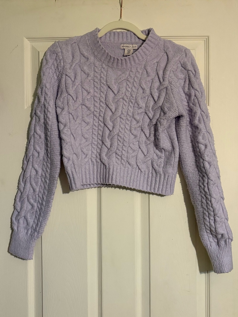 Sincerely Jules Lavender Cable Knit Cropped Sweater